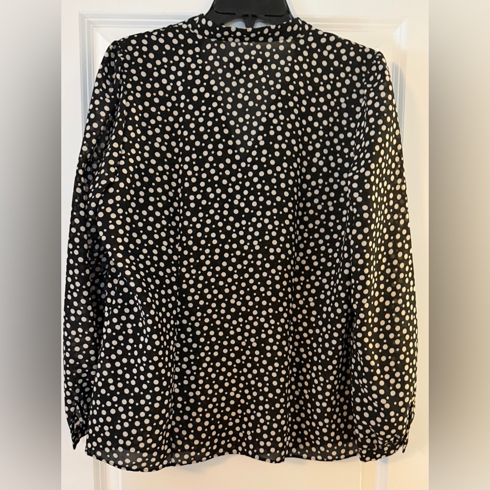 Izod Black and White Polka Dot Blouse - Picture 6 of 7
